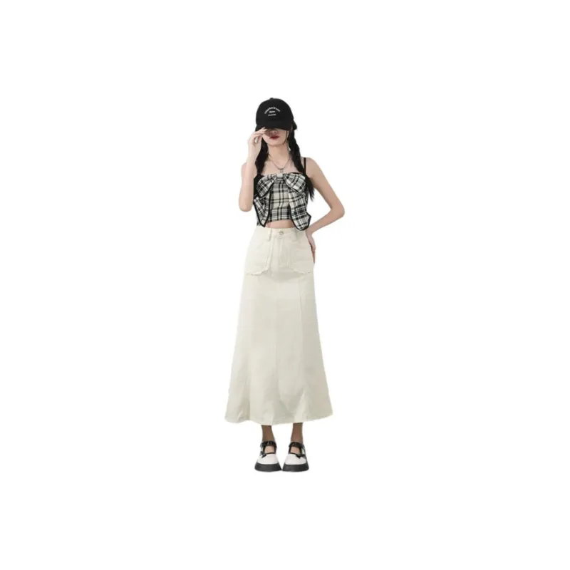 YINLEI Denim Long Skirt Women's-5