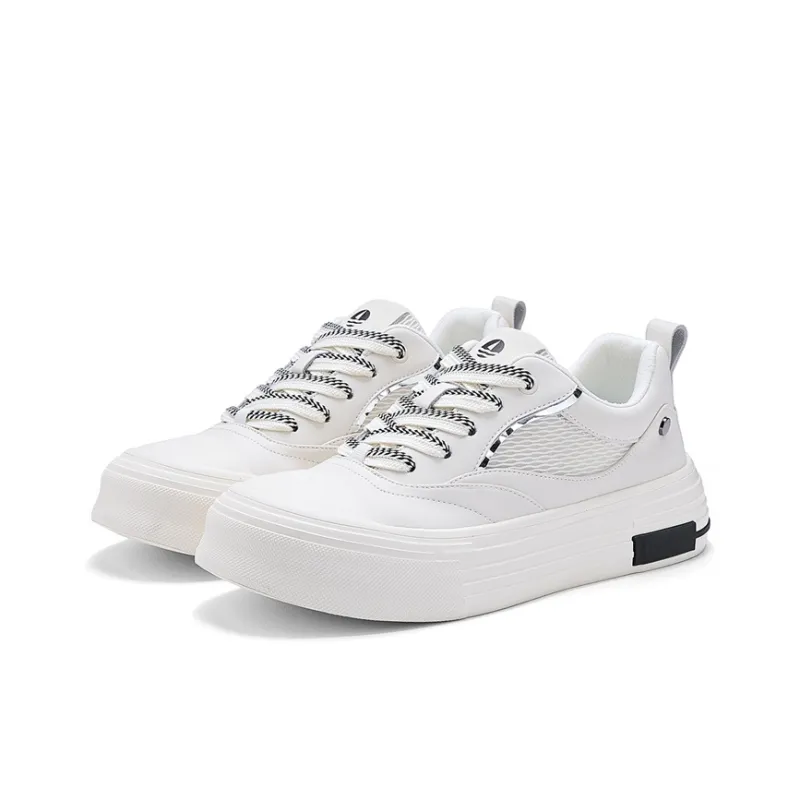 NAVIGARE Anti Slip Wear Resistant Low Top Skateboard Shoes Men's White-4
