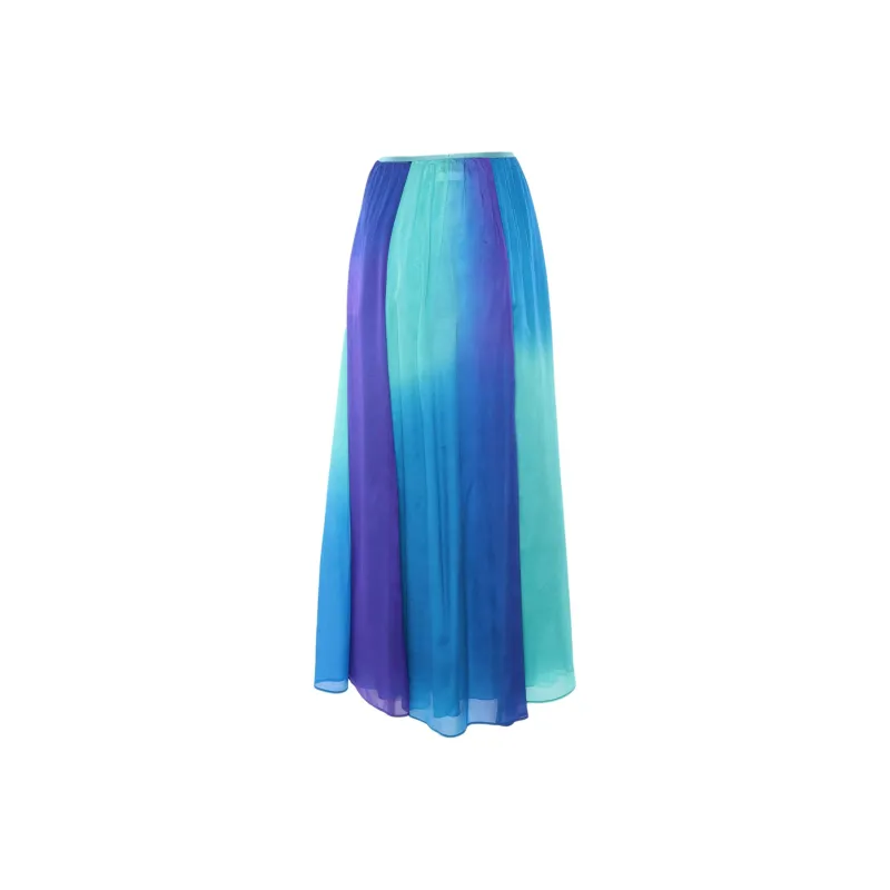 Forte Forte Colour block Pleated Silk Maxi Skirt-1