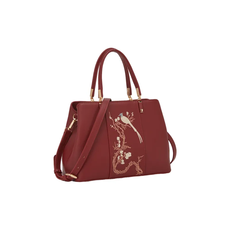YEARCON Synthetic Leather Shoulder Bag, Crossbody Bag, Handbag Tubas Women's Burgundy-1