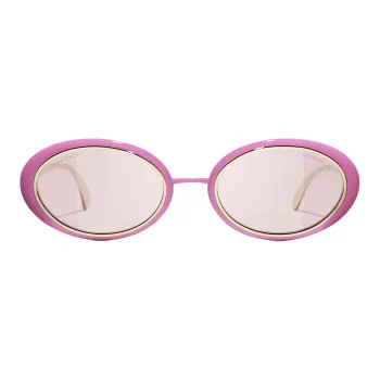 CHANEL Metal Oval Sunglasses Unisex Pink