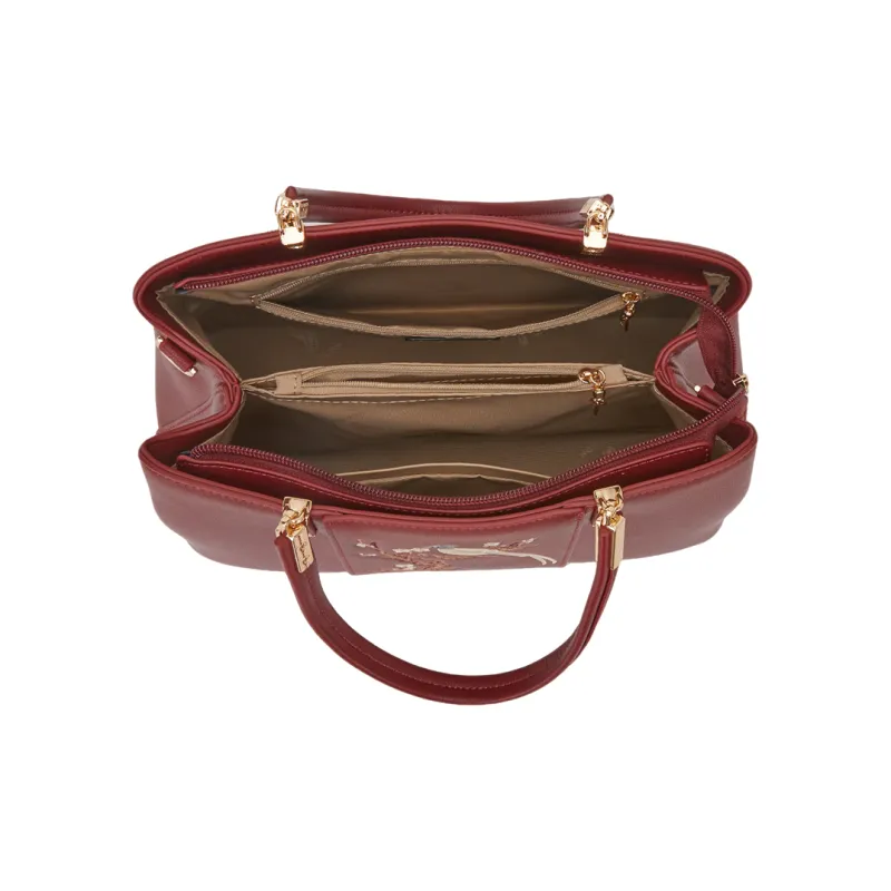 YEARCON Synthetic Leather Shoulder Bag, Crossbody Bag, Handbag Tubas Women's Burgundy-4
