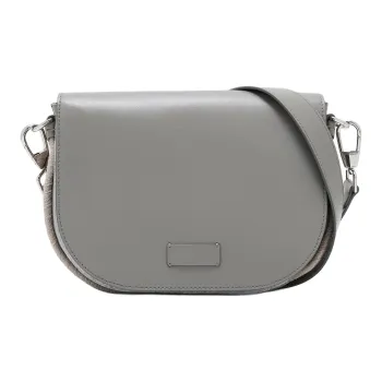 AMANI Napa Calf Leather Shoulder Bag, Crossbody Bag Medium Size Unisex Gray