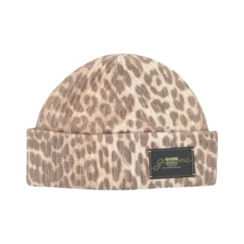 GANNI Wool, Recycled Wool, Modal Beanies Women's Tortoiseshell