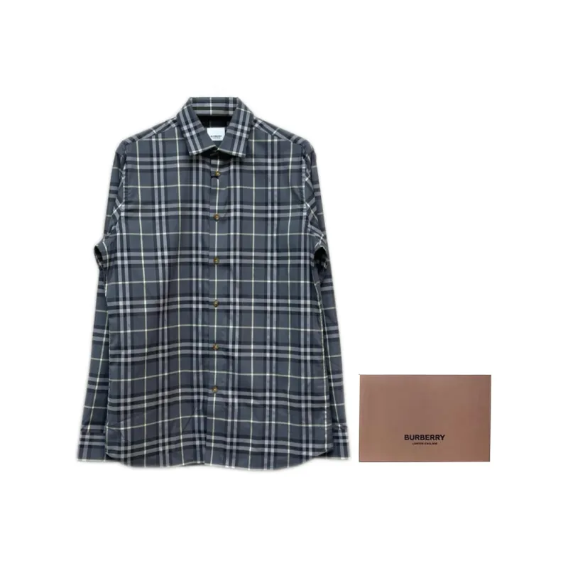 Burberry Shirts Men Gray-3