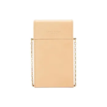 SAINT LAURENT Leather Box Bag, Crossbody Bag, Shoulder Bag Mini Women's Vintage Brown Gold