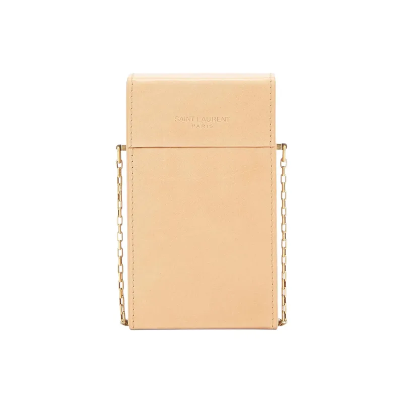 SAINT LAURENT Leather Box Bag, Crossbody Bag, Shoulder Bag Mini Women's Vintage Brown Gold-0