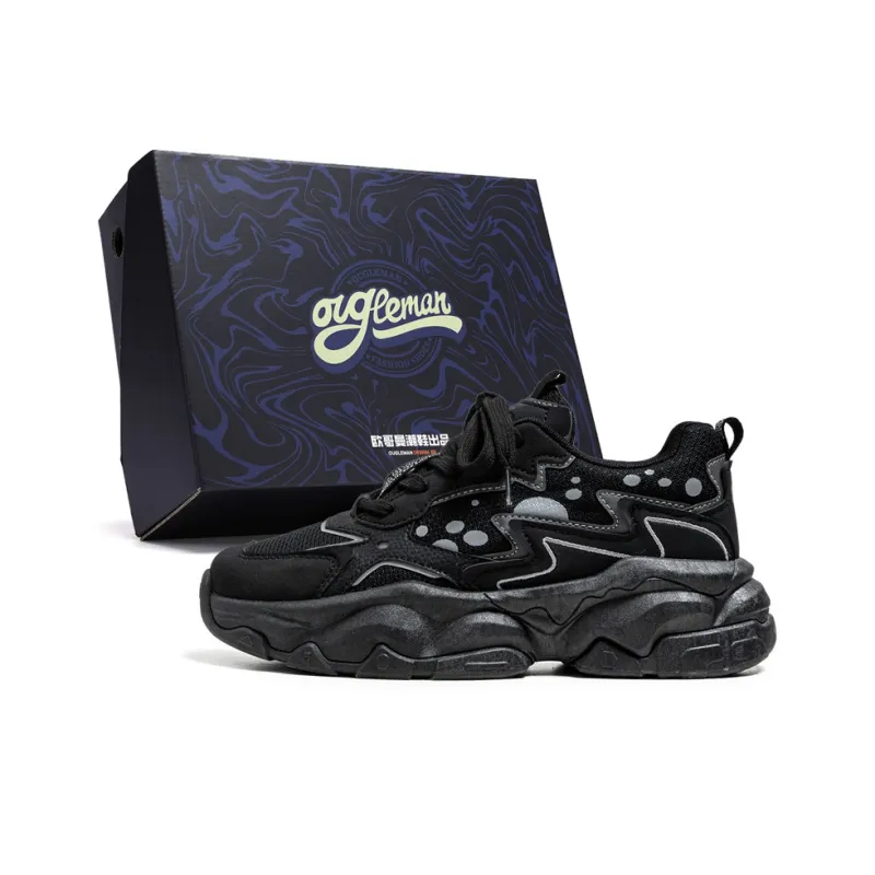 OUGLEMEN Slip Resistant And Abrasion Resistant Coverage Low Top Chunky Sneakers Men's Box-6