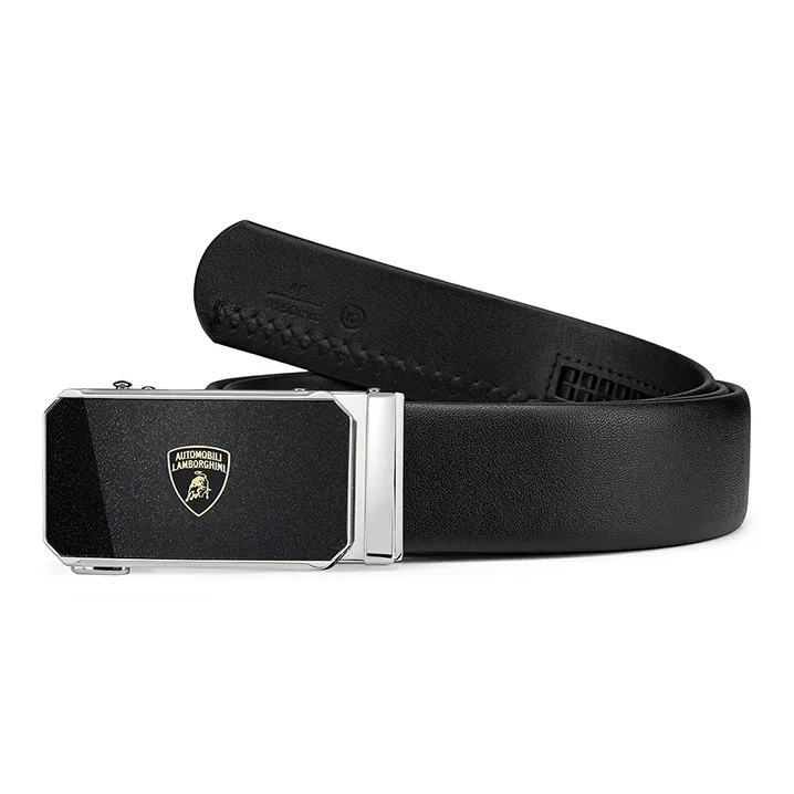 Automobili Lamborghini Cow Leather Belts Men's Width 3.5cm-2