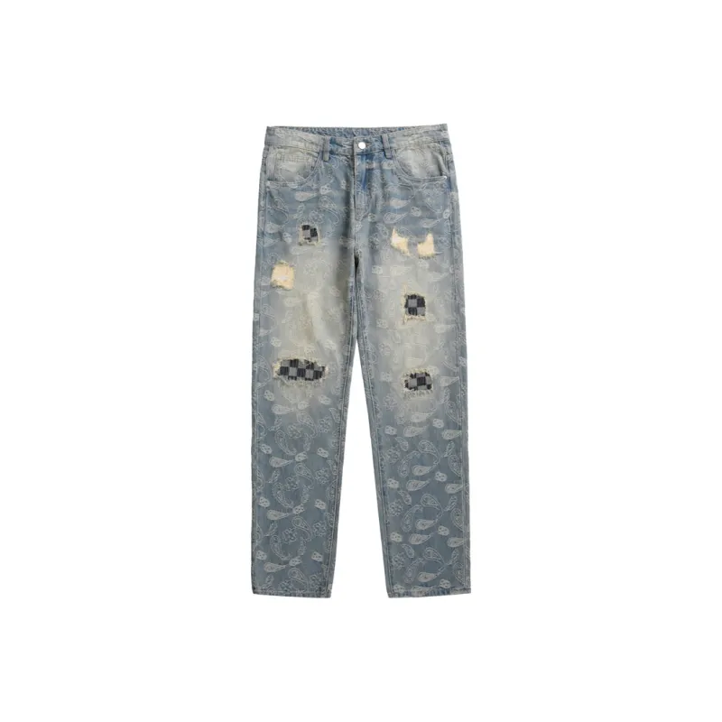 OKPI Jeans Unisex Ripped Patch ☆Blue☆-0