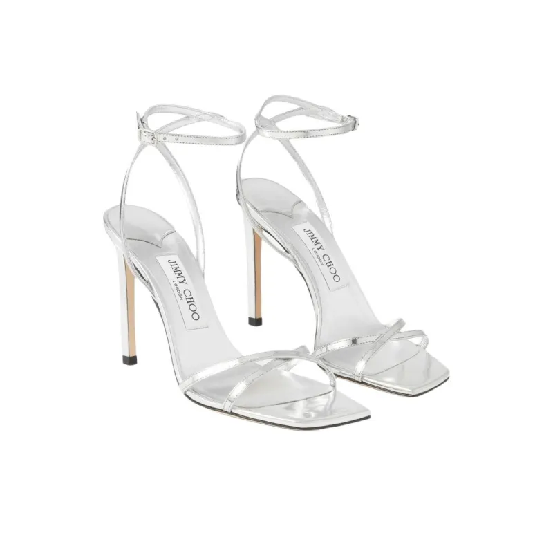 Jimmy Choo Metz One Strap Sandals 10cm Women's Silver-2