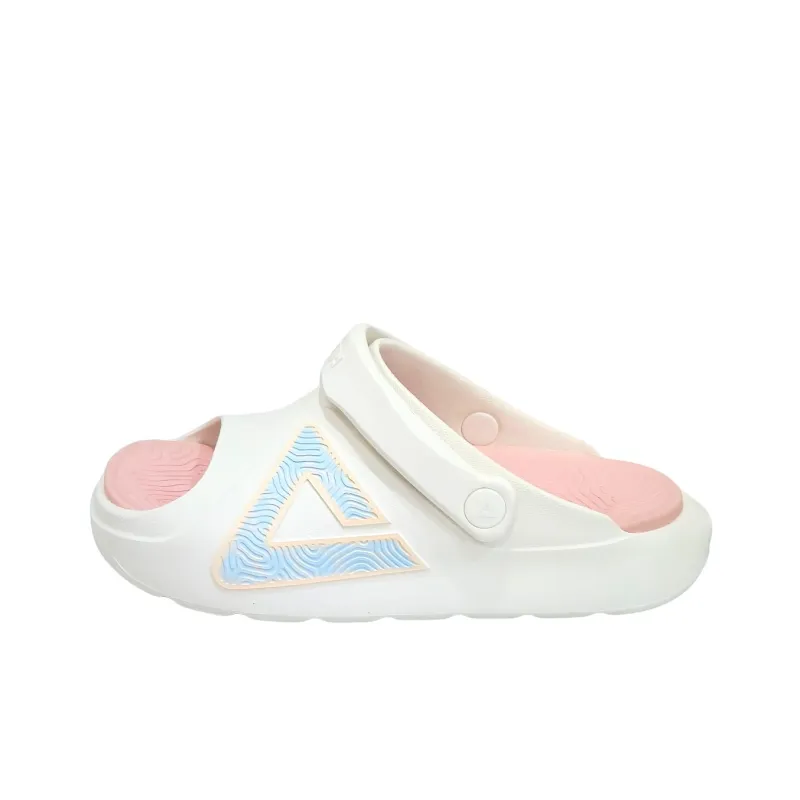 PEAK EVA Totem Graffiti Slip Resistant Odor Resistant Abrasion Resistant Slide Slippers Women's Super Light White Pink-1