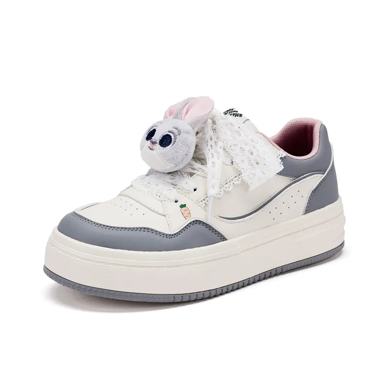 Disney x Hotwind Zootopia Series White Sneakers Anti Slip Wear Resistant Low Top Skateboard Shoes Women's Gray Blue-1