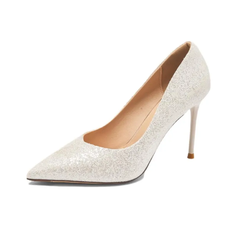 AGSDON Slim Heel High Heels 9.5cm Women's Pearl White-1