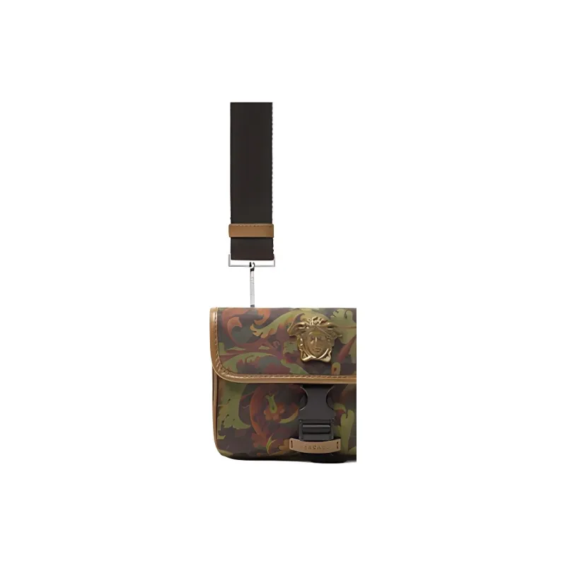 FANSIZHE VERSACE Nylon Crossbody Bag Small Size Men's Green Camouflage-3