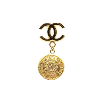 CHANEL 1995 Plated Cc Medallion Brooch Costume Brooch