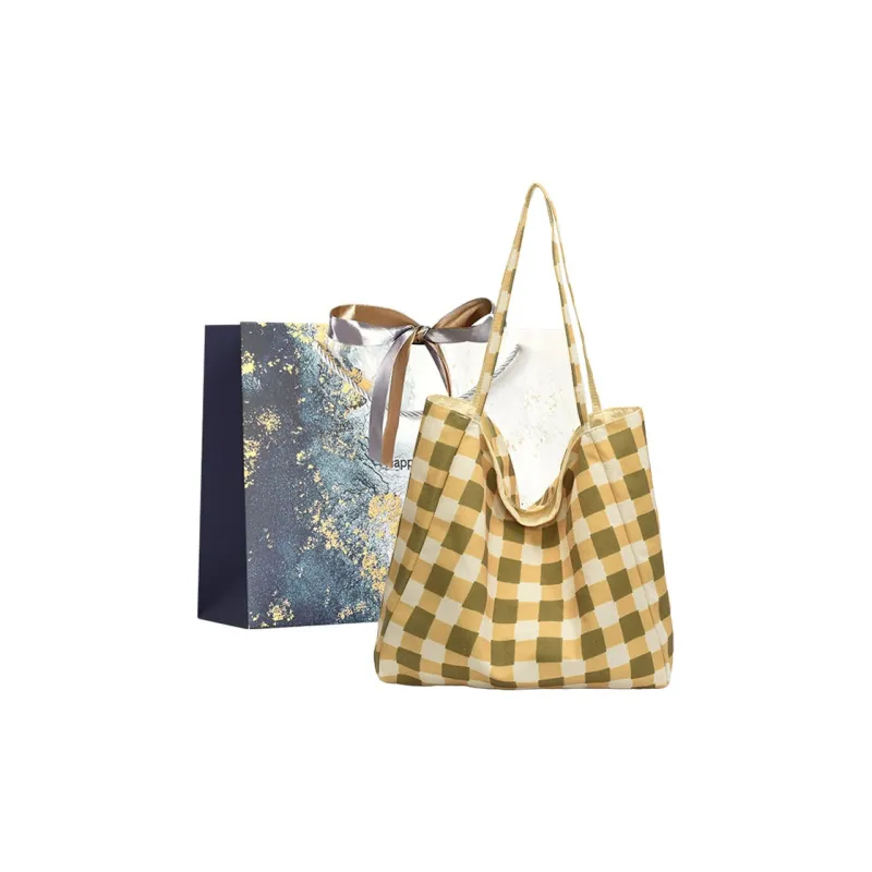 Iman's House Fabric Tote Bag, Shopping Bag, Shoulder Bag Women's Blue/Yellow/Pink-3
