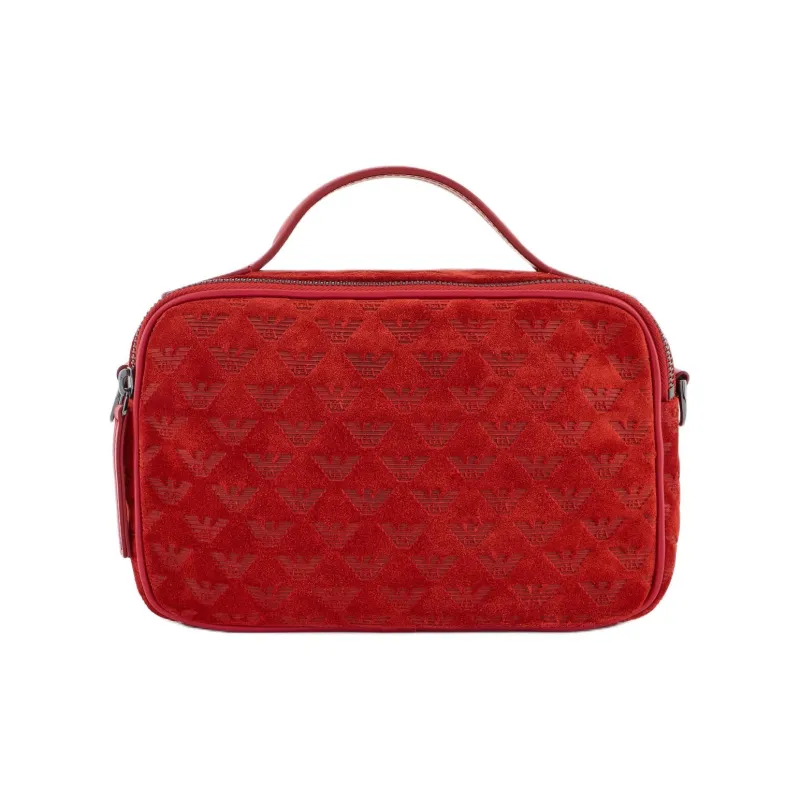 EMPORIO ARMANI Cow Leather Boston Bag, Shoulder Bag, Crossbody Bag, Handbag Men's Red-2