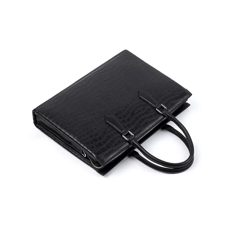 PESASRIE Top Grain Cow Leather Briefcase Men's Black-5