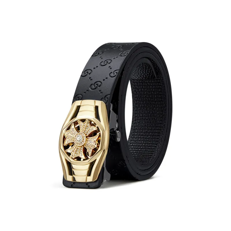 Yalu Cow Split Leather Belts Men's Width 3.5CM-3