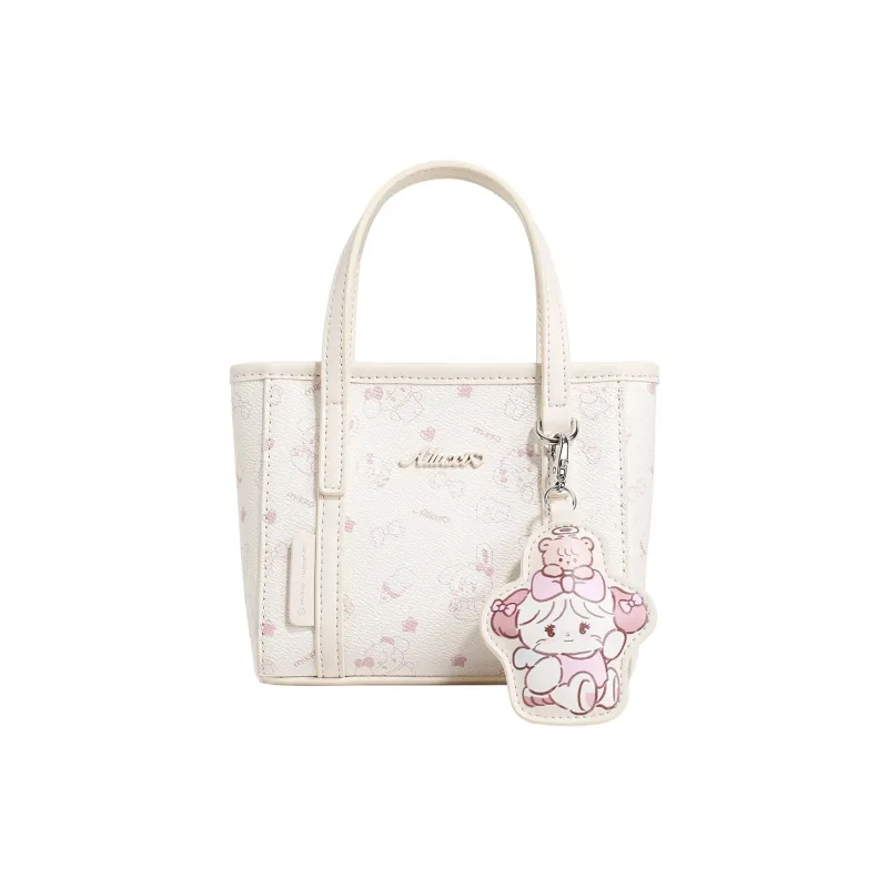 AILUXI MIKKO ILLUSTRATIONS Collaboration Artificial Leather Handbag Women's Milkshake White-0