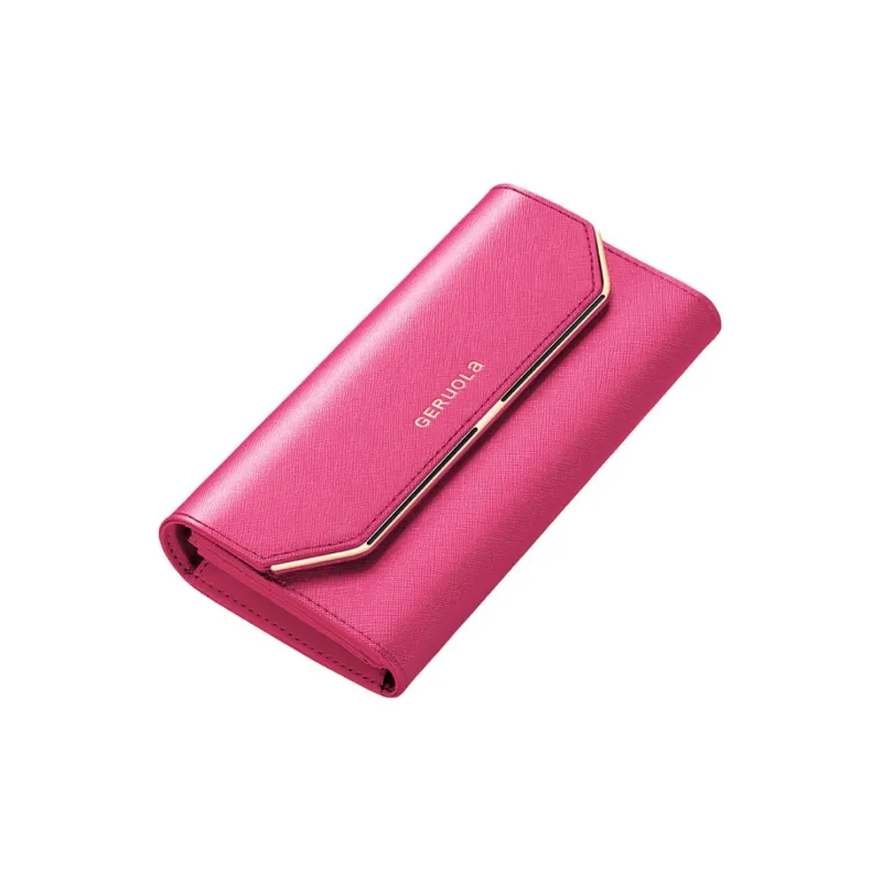 Gorora Classic Cross Grain Cow Leather Long Wallet Women's Multicolor-4