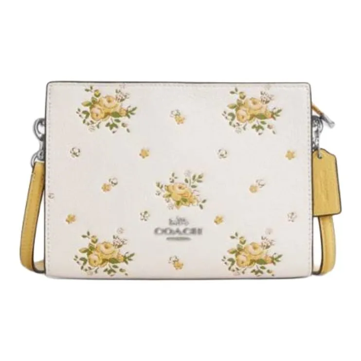 COACH Slim Crossbody Pebble Leather Shoulder Bag Trumpets Women's Yellow White-0