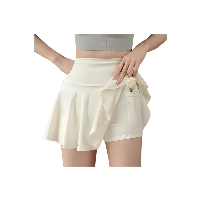 GUAILILUOLI Yoga Skirts Women's White-0