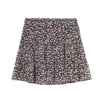 MICHAEL KORS Studded Floral Print Georgette Tiered Skirt