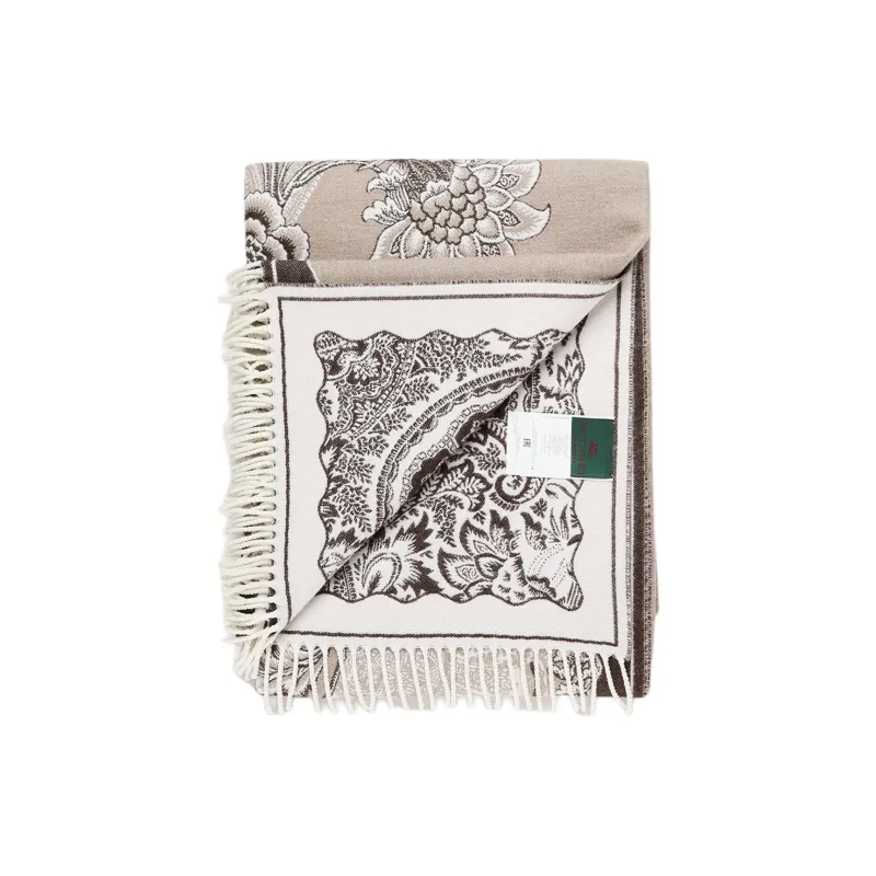 ETRO 100% Wool Shawls Unisex Taupe-1