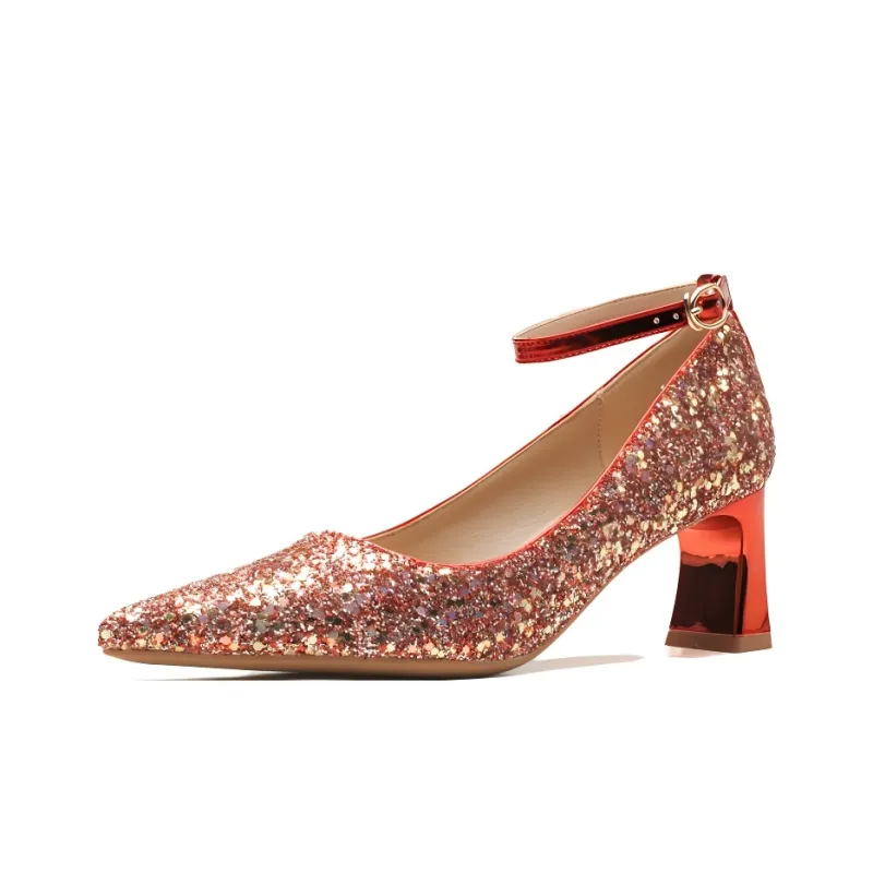 GOSO Chunky Heel High Heels Women's Red-0