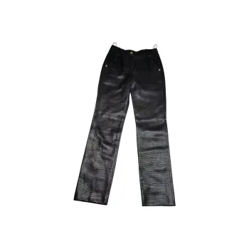 CHANEL 19A Leather Pants Women's Black