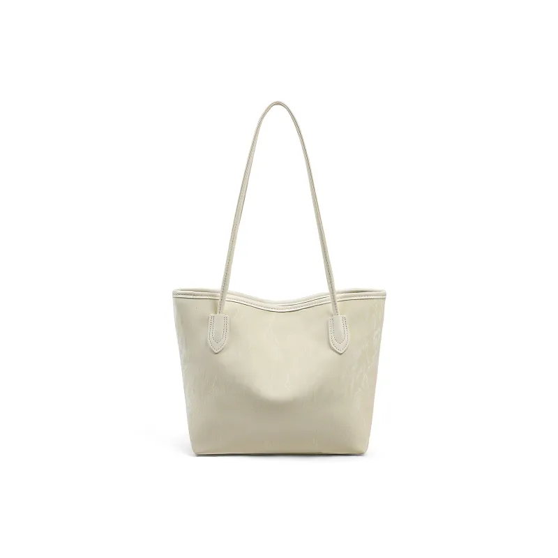 C°BANNER Synthetic Leather Shoulder Bag Medium Size Women's Ecru/Silver-3