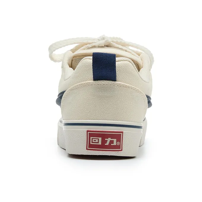 Warrior Wear resistant And Lightweight Low Top Canvas Shoes Unisex Beige Dark Blue-3