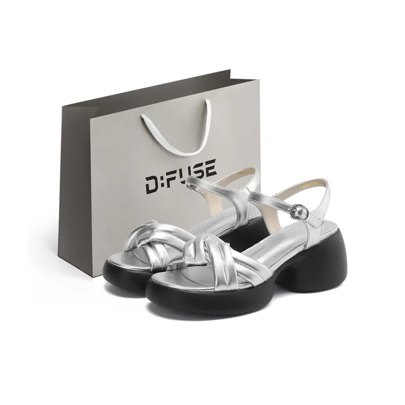 D FUSE SCANDINAVIA One Strap Sandals Women's Silver-1