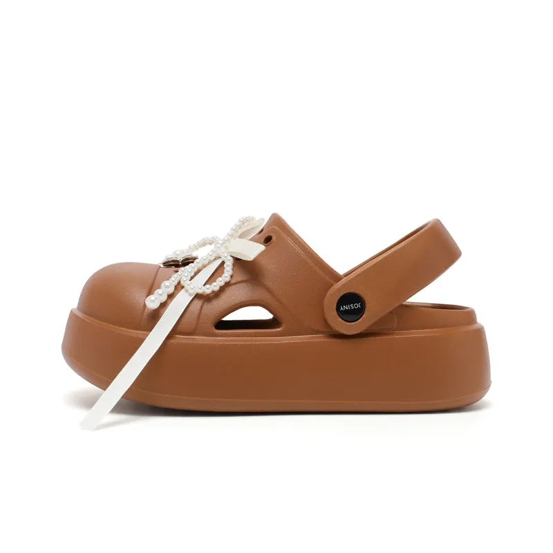JOSINY Summer Petite Outerwear Trendy Fashion Lazy Slip on, Outdoor Beach Shoes Closed Toe Mules, Clogs Women's Coffee-0