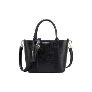 YEARCON Synthetic Leather Tote Bag, Shopping Bag, Shoulder Bag, Crossbody Bag, Handbag Small Size Women's Black