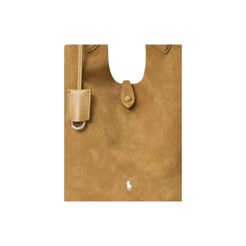 Polo Ralph Lauren Leather Handbag Medium Size Women's Caramel-4