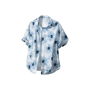 HOKLV Shirts Unisex Blue Floral Bud