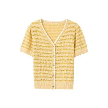 3COLOUR Knitwear Women's Light Yellow Stripes