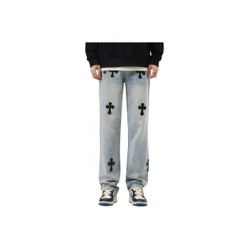 OKPI Jeans Unisex Cross Pattern ★ Vintage Blue ★