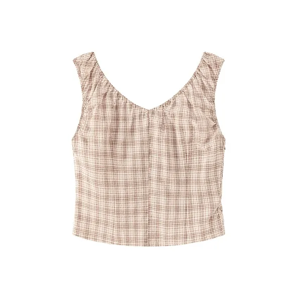 CHUU Chiffon Shirts Women's Coffee Plaid-1