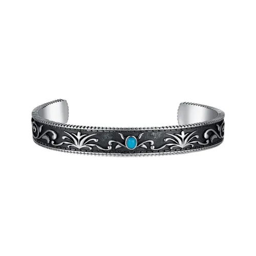 Native Stranger 925 Sterling Silver Bangles Women's Silver Black