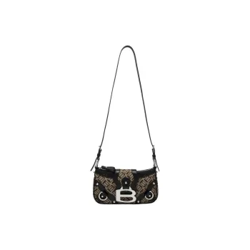 Balenciaga Esse Polyester Crossbody Bag, Shoulder Bag Trumpets Women's Khaki & Ebony Wood Color