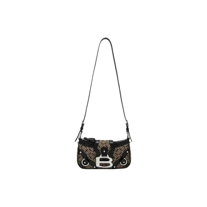 Balenciaga Esse Polyester Crossbody Bag, Shoulder Bag Trumpets Women's Khaki & Ebony Wood Color-0