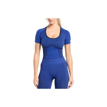 GYMSHARK Sport Seamless Midi Top Workout Clothing Women's Power Blue/Light Blue