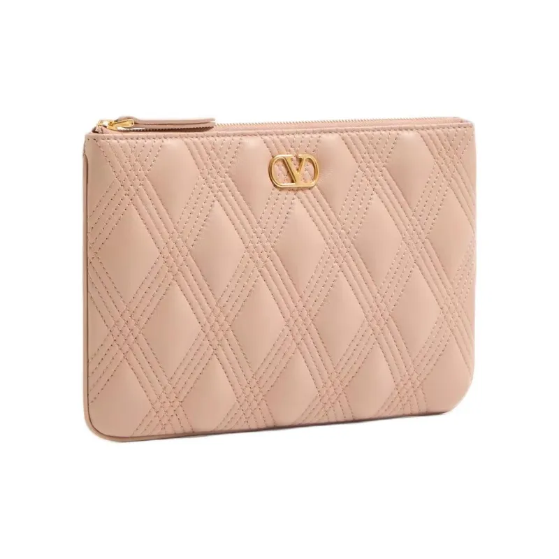 Valentino GARAVANI Leather Clutch Women's Rose Ginger-1