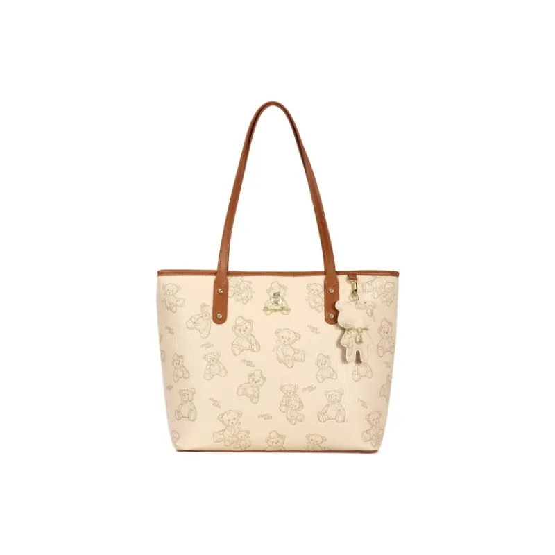 DANNYBEARJEANS PVC Shoulder Bag Tote Women's Cherry Blossom Pink/Creamy Apricot/Cocoa Brown-3