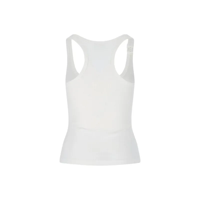 COURREGES Buckle 90s Rib Tank Top 'Heritage White'-1