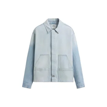 ZARA Denim Jackets Men Light Blue